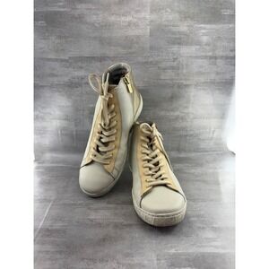 Pikolinos Cantabria W9H-8910 Leather High Top Sneakers Cream Gold Women Sz EU 39